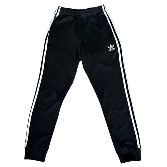Adidas Originals Black Jogger Sweatpants with White Stripes - Picture 1 of 6